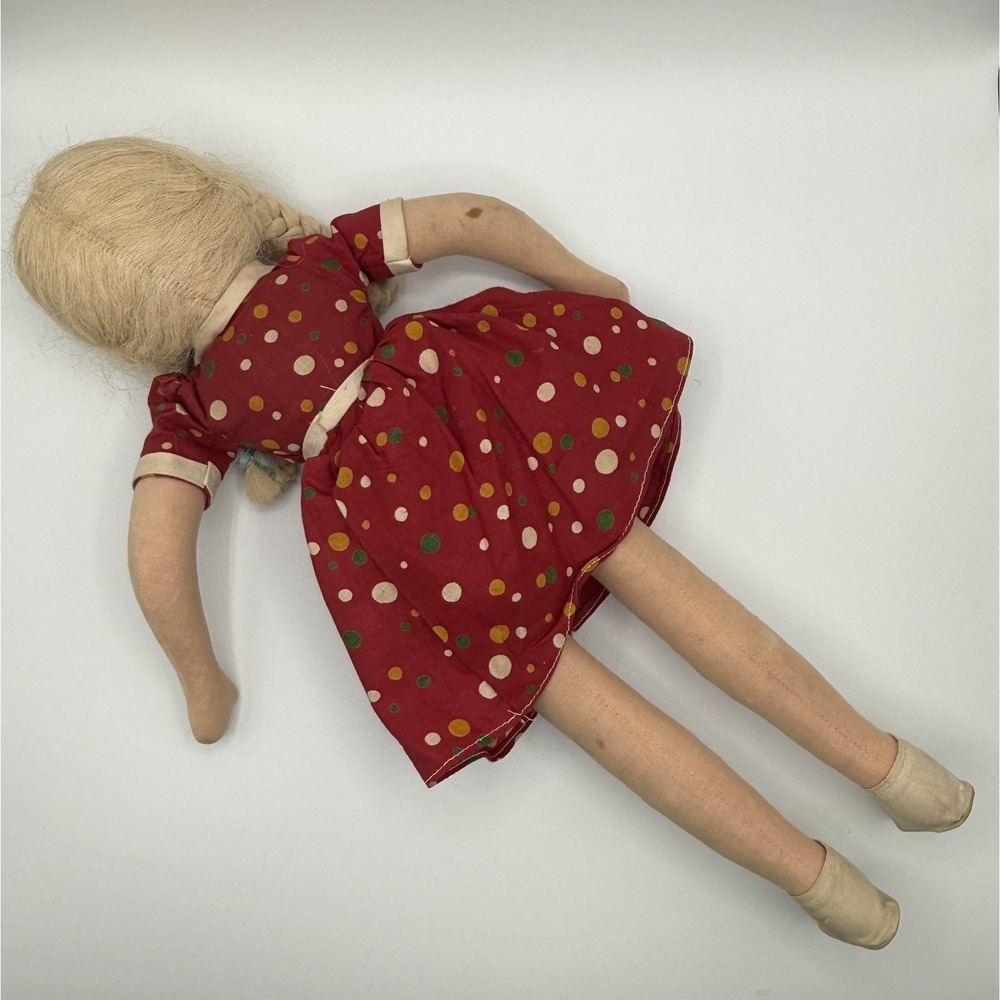 Vintage 16" Polish Style Cloth Sawdust Doll Celluloid Plastic Head, Soft Body - Picture 4 of 5